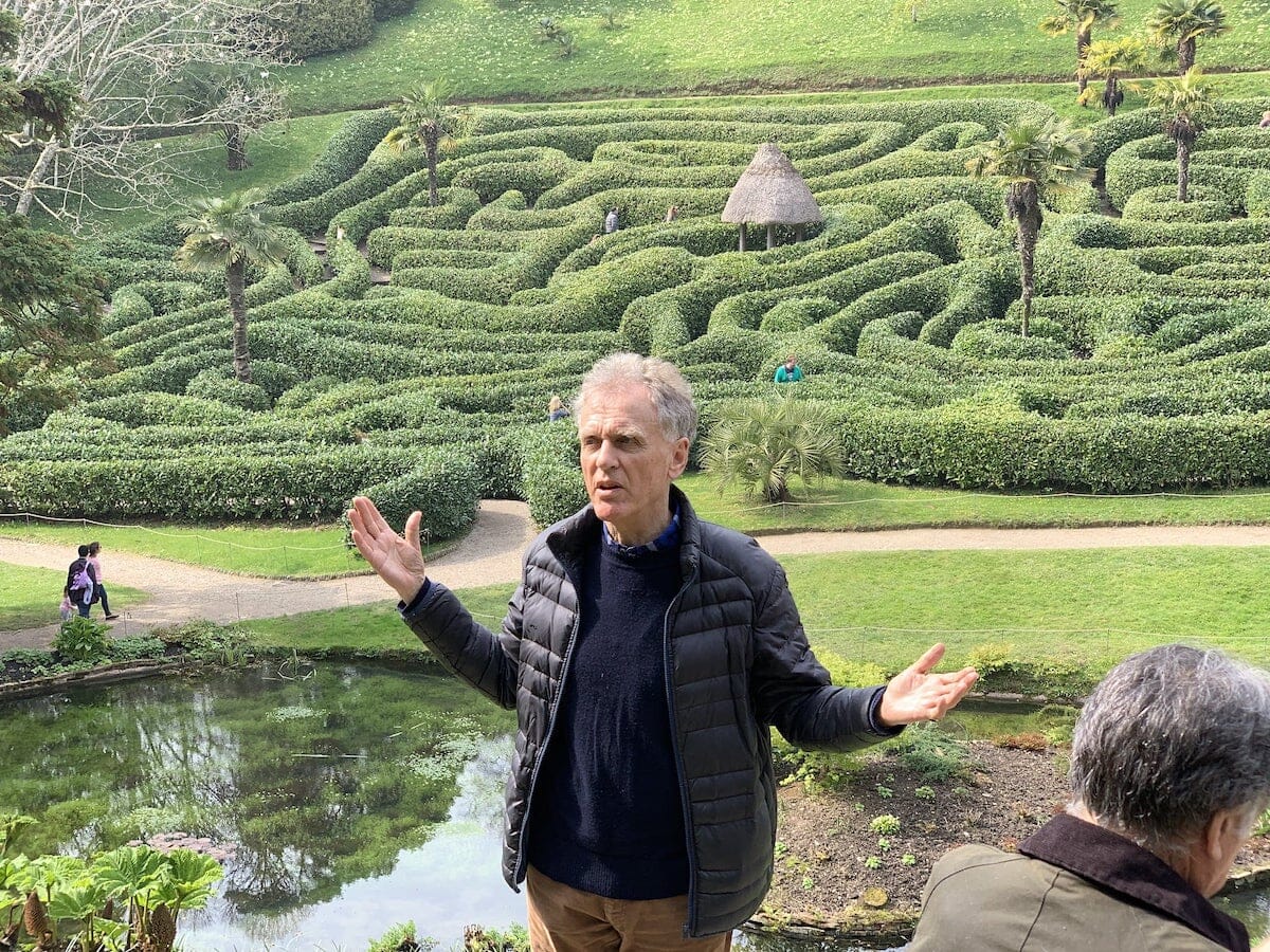 Charles Fox leads Huron on a tour of Glendurgan