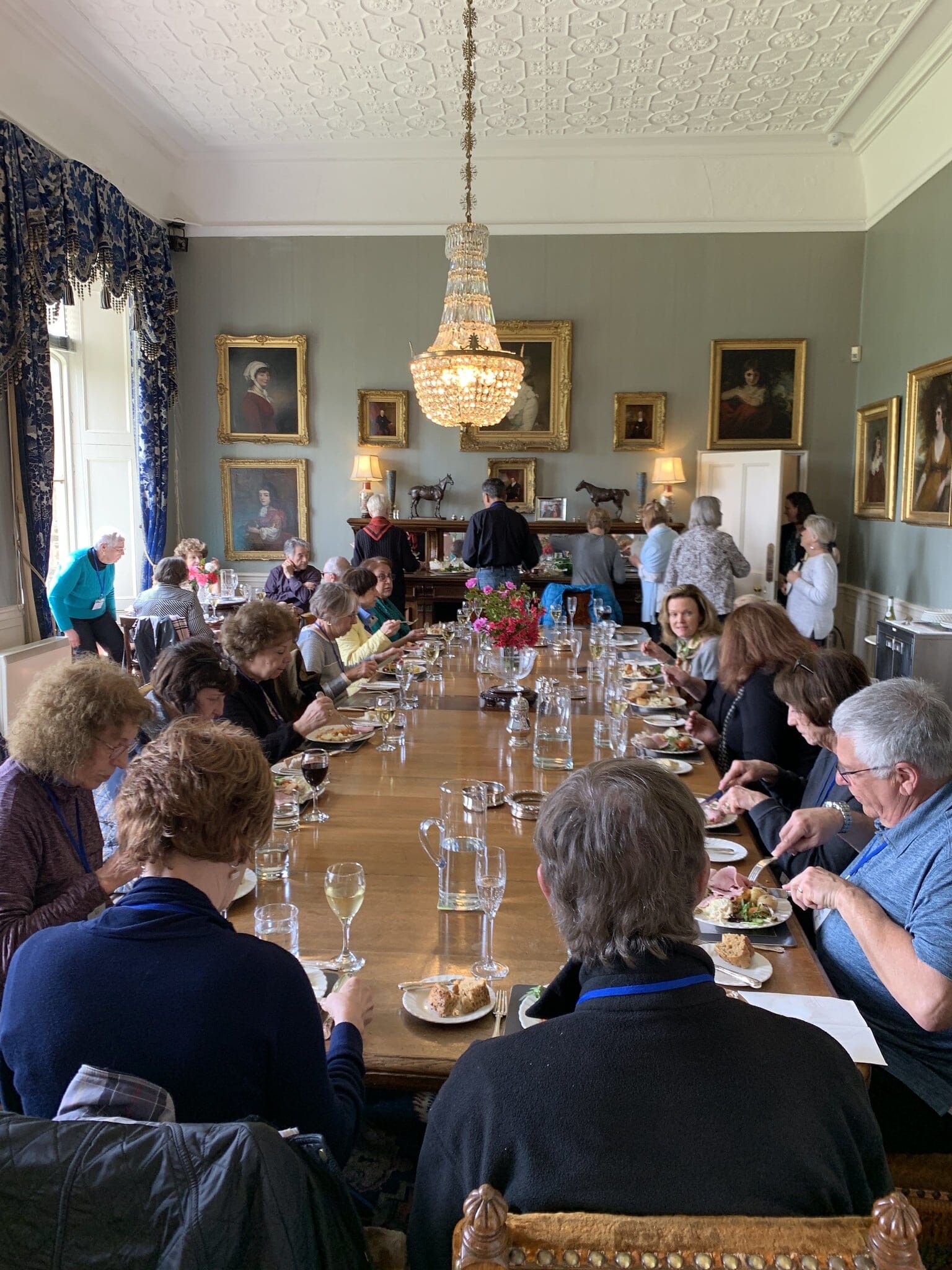 Incredible lunch in the family dining room in a castle in Cornwall