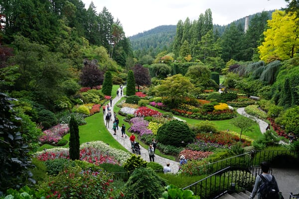 The Butchart Gardens sunken garden - a wonderful garden amongst many on our tour