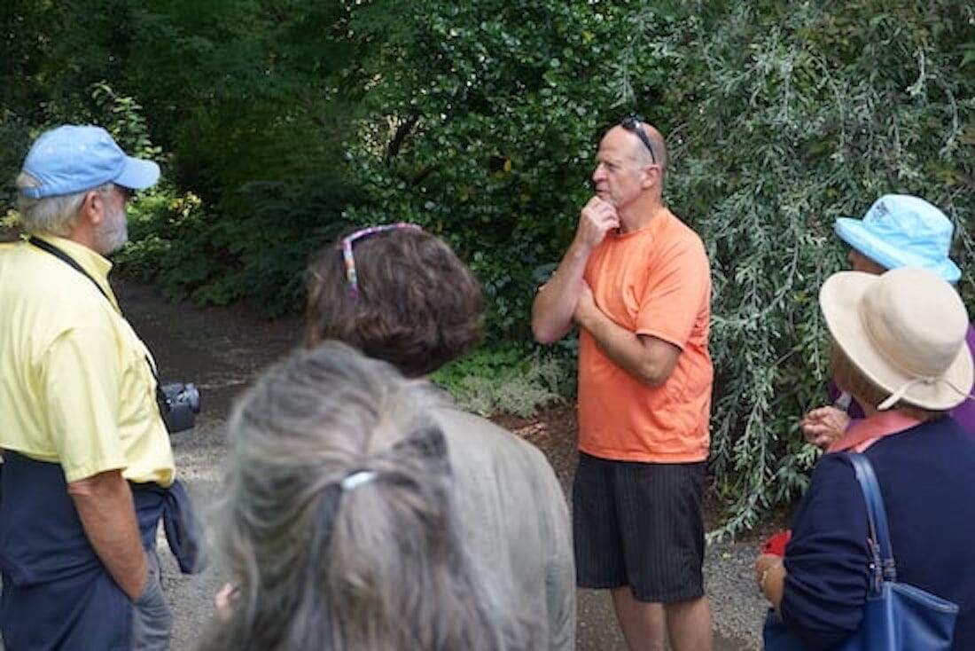 Dan Hinkley with our garden group at Heronswood