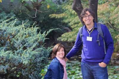 John and Katie, Huron tour managers, in the Nitobe Memorial Garden at the University of British Columbia