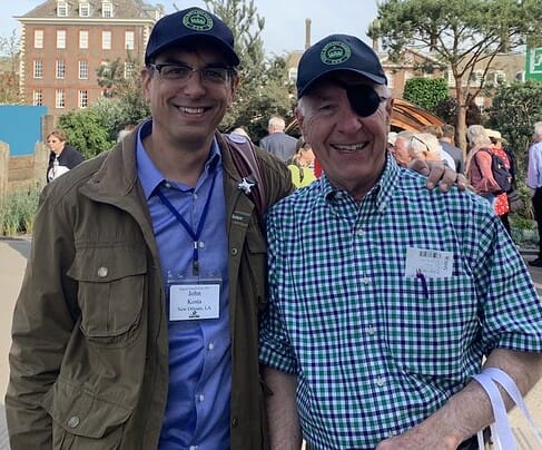 Jim and John in matching Kew Garden ball caps